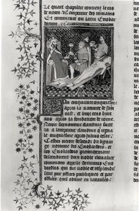 Ms 5193 f.290v Nero felboncolja az anyját, Giovanni Boccaccio (1313-75) De Casibus virorum illustrarium című művének Jean Sans Peur kiadásából, 1410 körül. alkotó: French School